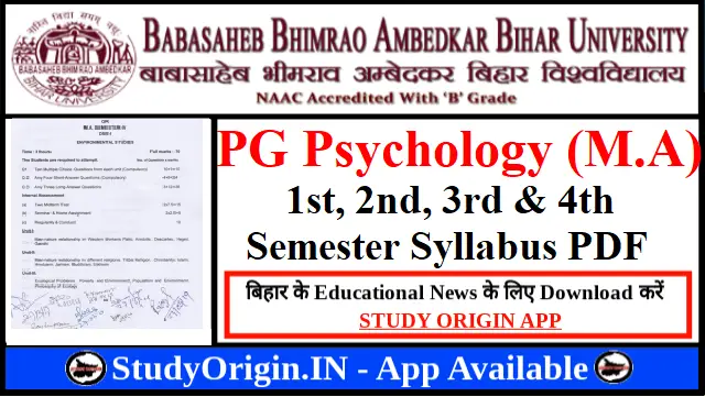 BRABU PG Psychology Semester Syllabus PDF Download - Study Origin.IN